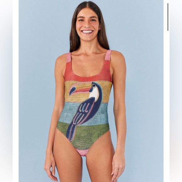 FARM Rio Other - HOST PICK!  FARM Rio NWT Toucans one-piece swimsuit; SZ XS, high cut leg, fun!